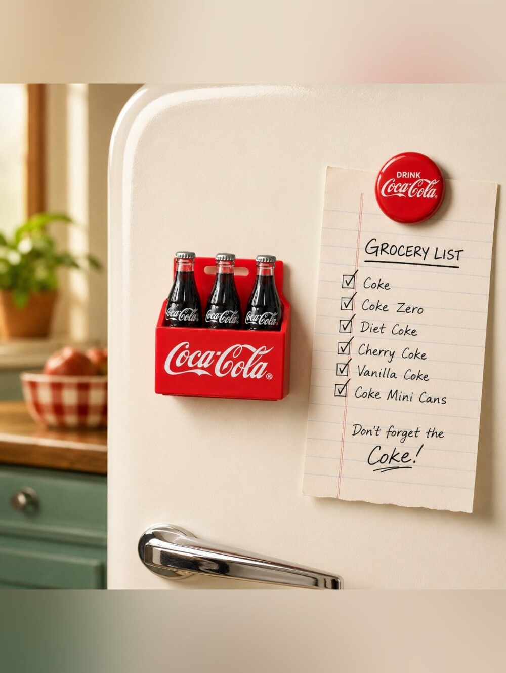 Vintage 1995 Coca-Cola Mini 6-Pack Bottle Refrigerator Magnet - Unopened Coke